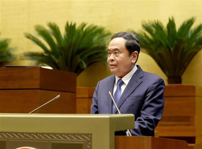 Le président de l’Assemblée nationale, Trân Thanh Mân, a présenté les principaux éléments de la résolution n°66-NQ/TW lors de la conférence nationale du 18 mai. Photo : VNA tran-thanh-man.jpg