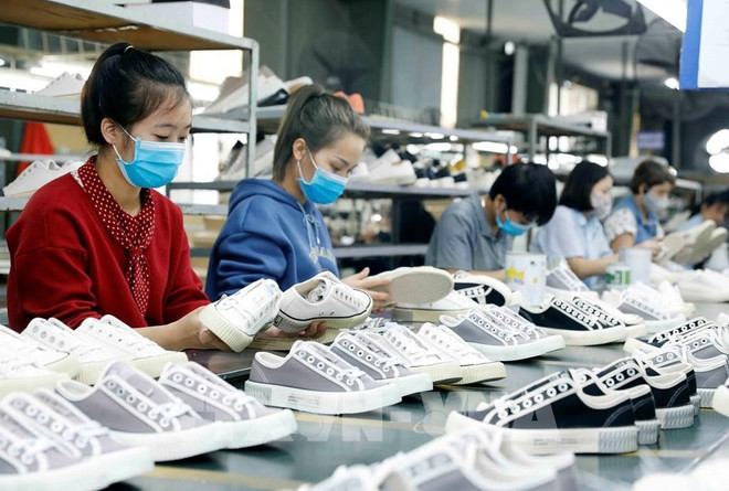 Production de chaussures destinées à l'exportation vers le marché européen chez la Ha Tay Chemical Weave Co. Ltd. Photo : VNA chaussures-hoa-det-ha-tay.jpg