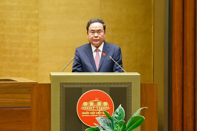 Le président de l’Assemblée nationale, Trân Thanh Mân, s’exprime lors de la séance de clôture de la 9e session de l’AN. Photo : VNA tran-thanh-man.jpg