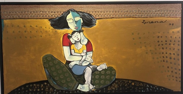 "Bang ca yêu thuong" (Avec amour), une technique mixte sur toile de P. Gana. Photo : VNA avec-amour.jpg