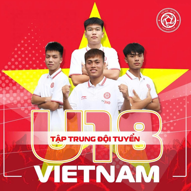 Les jeunes joueurs Nguyên Hoàng Nam, Hoàng Van Thai, Nguyên Minh Ky et Trân Hông Kiên ont été convoqués pour le stage d’entraînement. Photo: Viettel FC viettel-fc.jpg