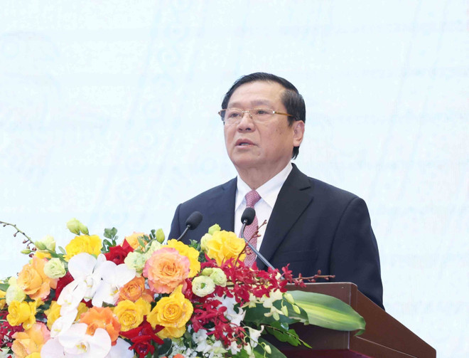 Le vice-président de la Commission de la sensibilisation, de l’éducation et de la mobilisation des masses, Lai Xuân Môn lors de la conférence de presse. Photo: VNA lai-xuan-mon.jpg
