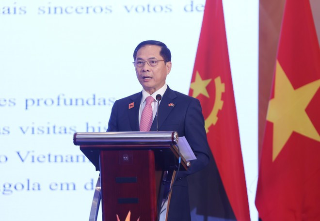 Le vice-Premier ministre et ministre des Affaires étrangères Bui Thanh Son prend la parole lors de l'événement. Photo : VNA bui-thanh-son-vna.jpg