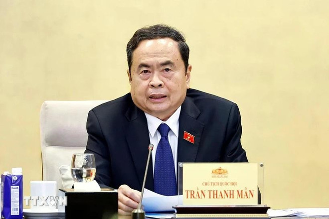 Le président de l’Assemblée nationale, Trân Thanh Mân lors de la réunion, à Hanoi, le 5 mai. Photo : VNA tran-thanh-man.jpg