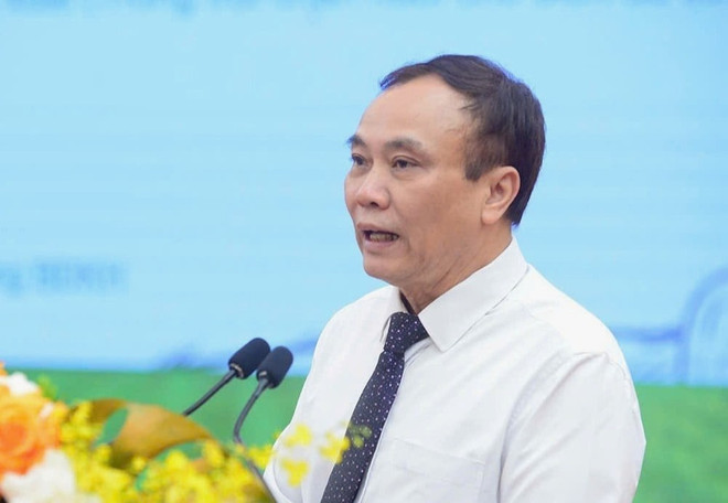 Lê Duc Thinh, directeur du Département des coopératives et du développement rural du ministère de l’Agriculture et de l’Environnement, s'exprime lors du forum. Photo:nongnghiepmoitruong.vn le-duc-thinh-nongnghiepmoitruongvn.jpg
