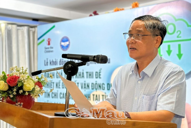 Le président de l’Union provinciale des organisations d’amitié de Cà Mau, Nguyên Dông Khoi lors de la cérémonie de lancement du projet. Photo : baocamau.vn nguyen-dong-khoi-baocamauvn.jpg