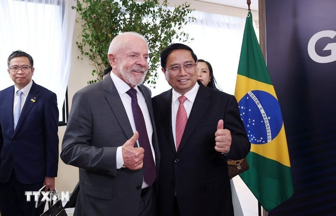 Le Premier ministre Pham Minh Chinh et le président brésilien Luiz Inácio Lula da Silva. Photo : VNA pham-minh-chinh-lula.jpg