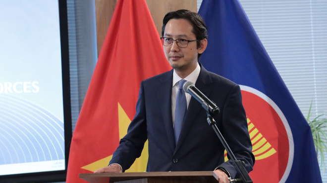 L’ambassadeur Dô Hung Viêt, chef de la Mission permanente du Vietnam à l’ONU, s’exprime lors de la cérémonie, à New York, le 20 août. Photo : VNA do-hung-viet-vna.jpg