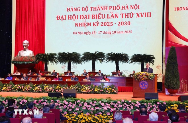 Vue du 18e Congrès du Comité du Parti de Hanoi, le 16 octobre. Photo : VNA congres-du-comite-du-parti-de-hanoi.jpg