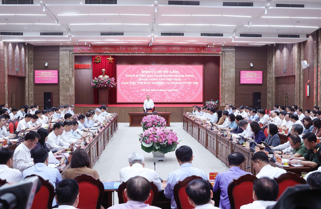 Vue de la séance de travail. Photo : VNA to-lam-hanoi-comite-du-parti.jpg