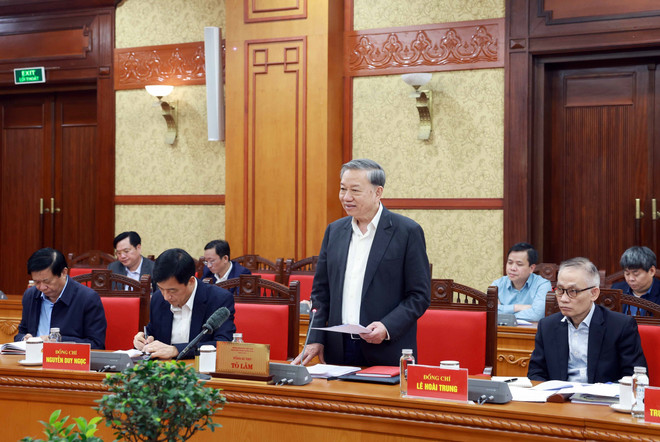 Le secrétaire général du Parti communiste du Vietnam, Tô Lâm s'exprime lors de la séance de travail avec le comité du Parti de l’Inspection du gouvernement. Photo: VNA to-lam-inspection-du-gouvernement-vna.jpg