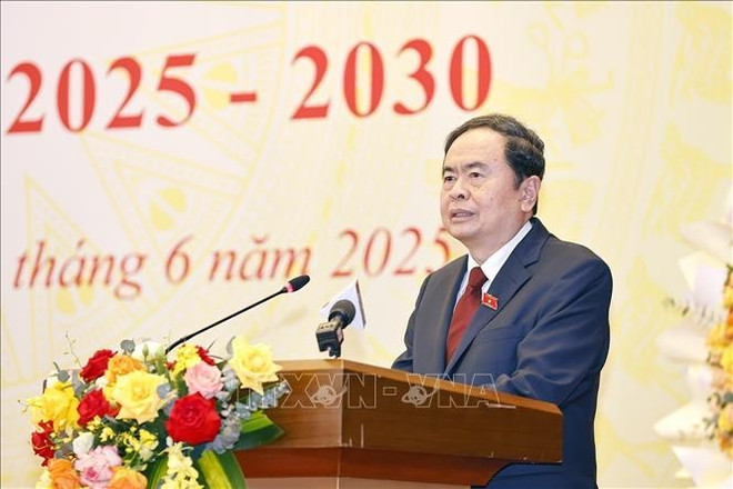 Le président de l’Assemblée nationale, Trân Thanh Mân, s'exprime lors du 1er Congrès de l’Organisation du Parti de la Commission des affaires juridiques et judiciaires de l’Assemblée nationale. Photo: VNA tran-thanh-man-congres-vna.jpg