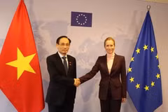 Le ministre des Affaires étrangères Le Hoai Trung et la vice-présidente de la Commission européenne, Haute Représentante de l'Union européenne pour les Affaires étrangères et la Politique de sécurité, Kaja Kallas. Photo : gov.vn
