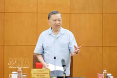 Le secrétaire général du Parti et président To Lam préside une réunion consacrée au développement de l'industrie maritime nationale. Photo : VNA