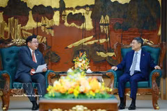 Le Premier ministre Le Minh Hung (droite) et l'ambassadeur de Malaisie au Vietnam, Tan Yang Thai. Photo : VNA