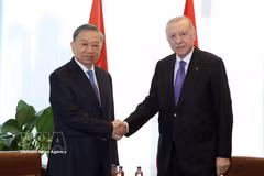 Le dirigeant To Lam et le président turc Recep Tayyip Erdogan à New York. Photo : VNA