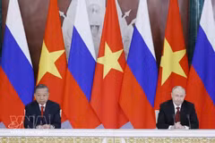 Le secrétaire général du Comité central du Parti communiste du Vietnam et président To Lam, et le président russe Vladimir Poutine, lors de la conférence de presse conjointe à Moscou le 9 septembre 2026. Photo : VNA