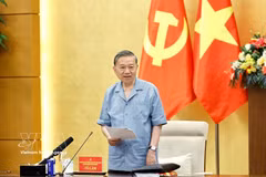 Le secrétaire général du Parti communiste du Vietnam (PCV) et président To Lam à la réunion. Photo: VNA