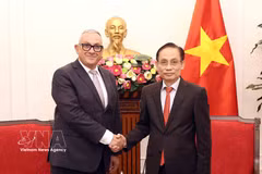 Le ministre des Affaires étrangères Le Hoai Trung (droite) et le commissaire européen aux Partenariats internationaux Jozef Síkela. Photo : VNA
