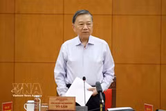 Le secrétaire général du Parti et président de l’État, To Lam, prend la parole. Photo : VNA