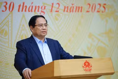 Le Premier ministre Pham Minh Chinh prend la parole lors de la conférence. Photo : VNA 
