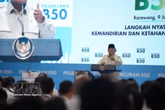 Le président Prabowo Subianto prend la parole lors du lancement du programme obligatoire de biodiesel B50 à l’échelle nationale. Photo : VNA