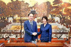 La vice-ministre des Finances Nguyen Thi Bich Ngoc et Fan Bi, vice-directeur du Bureau de recherche du Conseil des affaires d’État de Chine. 