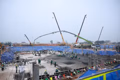 Chantier du projet d'aéroport international de Gia Binh. Photo : VNA