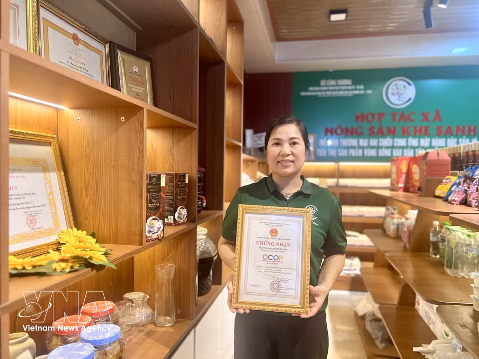 Le café 100 % Arabica de la Coopérative des produits agricoles de Khe Sanh a obtenu la certification nationale OCOP cinq étoiles, contribuant à renforcer la réputation de la marque « Café de Khe Sanh ». Photo : VNA