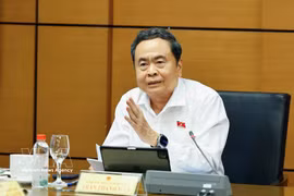 Le président de l’Assemblée nationale, Tran Thanh Man, prend la parole lors des discussions. Photo : VNA