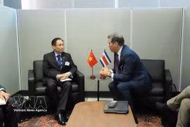 Le ministre des Affaires étrangères Le Hoai Trung (gauche) rencontre son homologue costaricien Manuel Tovar Rivera. Photo : VNA