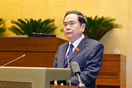 Le président de l’Assemblée nationale Tran Thanh Man préside la conférence. Photo : VNA
