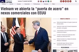 L'article intitulé « Le Vietnam ouvre la « porte d'acier » dans ses relations commerciales avec les États-Unis », publié le 11 avril par Prensa Latina. Photo : VNA