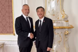 L’ambassadeur du Vietnam en République tchèque Duonng Hoai Nam (droite) et le président du Groupe d’amitié interparlementaire de la République tchèque, Tomas Helebrant. Photo : VNA
