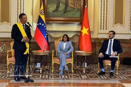 L'ambassadeur du Vietnam au Venezuela, Vu Trung My, s'exprime lors de l'événement. Photo: VNA