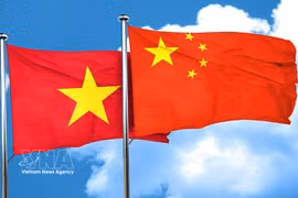 Les drapeaux nationaux du Vietnam et de Chine. Photo: VNA