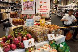 Le 17 juin 2025, le Bureau commercial du Vietnam en Allemagne, en collaboration avec le groupe de distribution Selgros et la province de Bac Giang, organise la "Journée des produits vietnamiens" à Berlin. Photo : moit.gov.vn