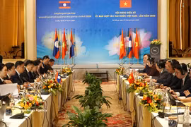 Des délégués à la réunion à mi-parcours du Comité de coopération Vietnam-Laos. Photo: VNA