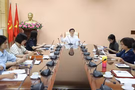 Les délégués participent à la réunion du comité de rédaction du programme. Photo : VNA