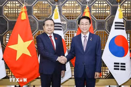 Le président de l’Assemblée nationale du Vietnam, Tran Thanh Man, et son homologue sud-coréen Cho Jeong Sik. Photo: VNA