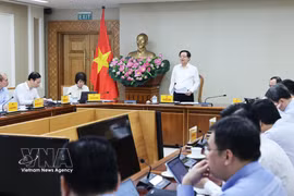 Le vice-Premier ministre Ho Quoc Dung préside une réunion consacrée au projet de développement de centres de recherche, d’essai et de laboratoires clés au service des technologies stratégiques. Photo: VNA