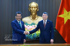 Le Premier ministre Le Minh Hung (droite) reçoit le ministre d’État indien aux Affaires extérieures. Photo: VNA