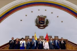 La délégation vietnamienne et le groupe d'amitié parlementaire Venezuela-Vietnam. Photo : VNA