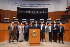 La délégation du Bureau de l’Assemblée nationale (AN) du Vietnam et les représentants du Parlement mexicain. Photo: VNA