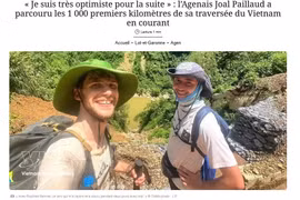 Le Français Joal Paillaud, 20 ans, a franchi les 1.000 premiers kilomètres de son défi : parcourir plus de 4.200 km entre l’extrême nord et l’extrême sud du Vietnam. Photo: VNA