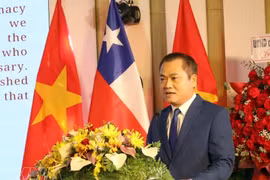 Le vice-président de l'Union des organisations d'amitié de Da Nang, Nguyen Ngoc Binh, prend la parole lors de la cérémonie marquant le 55e anniversaire des relations diplomatiques entre le Vietnam et le Chili (1971-2026) à Da Nang, le soir du 14 juillet 2026. Photo : VNA