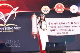 Nguyen My Tam a participé au concours avec son discours intitulé « Patrie ». Photo : VNA