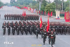 Entraînement pour le défilé militaire du 2 septembre. Photo : VNA