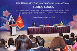 Le président Luong Cuong à la rencontre des Vietnamiens d’outre-mer en République de Corée. Photo: VNA