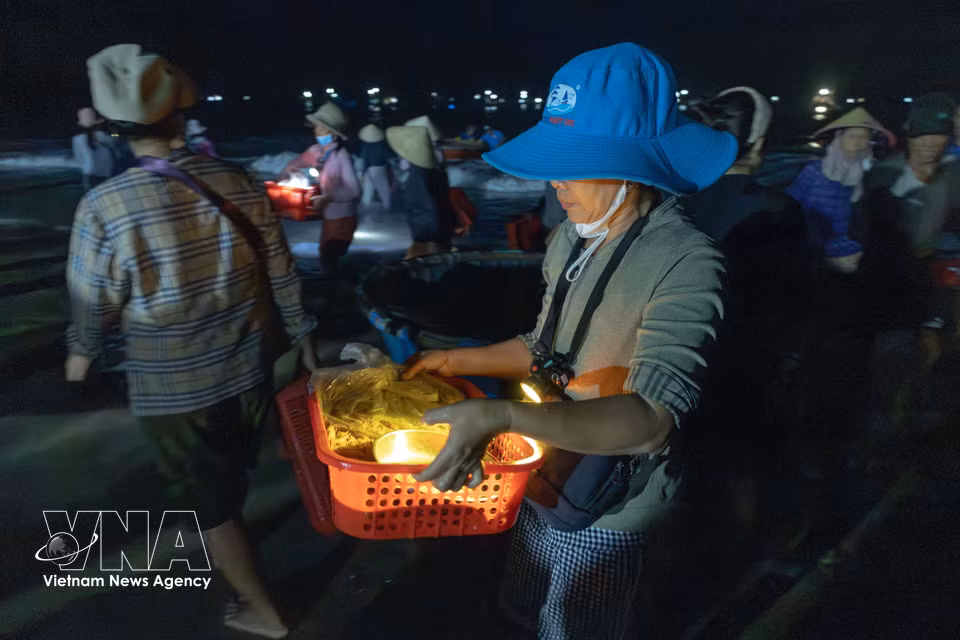 Les prises, encore frétillantes après une nuit en mer, sont directement débarquées des bateaux.